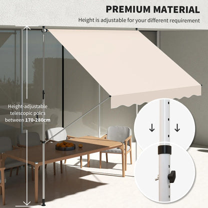 10x5ft Manual Retractable Awning, Water Resistant UV Protector, Beige Door Awnings at Gallery Canada
