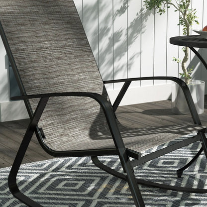 Set of 2 Patio Rocking Chairs, High Backrest, Armrests, Light Brown Outdoor Rocking Chairs at Gallery Canada