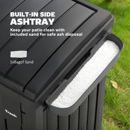 29 Gallon Outdoor Garbage Bin, Dual Lid, Ashtray Drip Tray, Black Garden Accessories at Gallery Canada