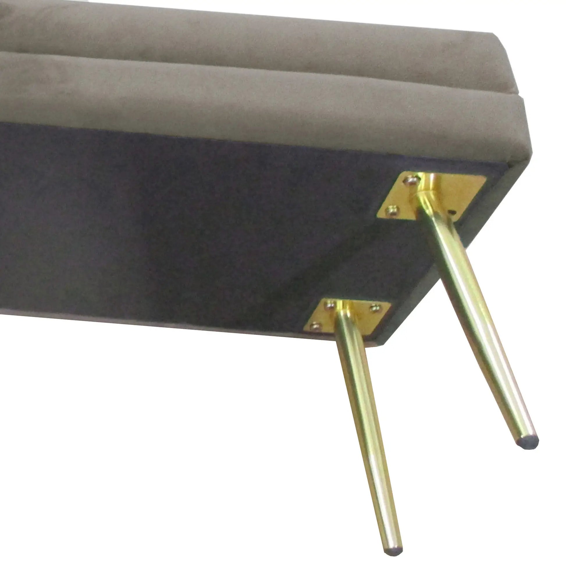 Velvet Upholstered Bench, Thick Padded Seat, Steel Legs, Beige Storage Ottomans & Benches at Gallery Canada