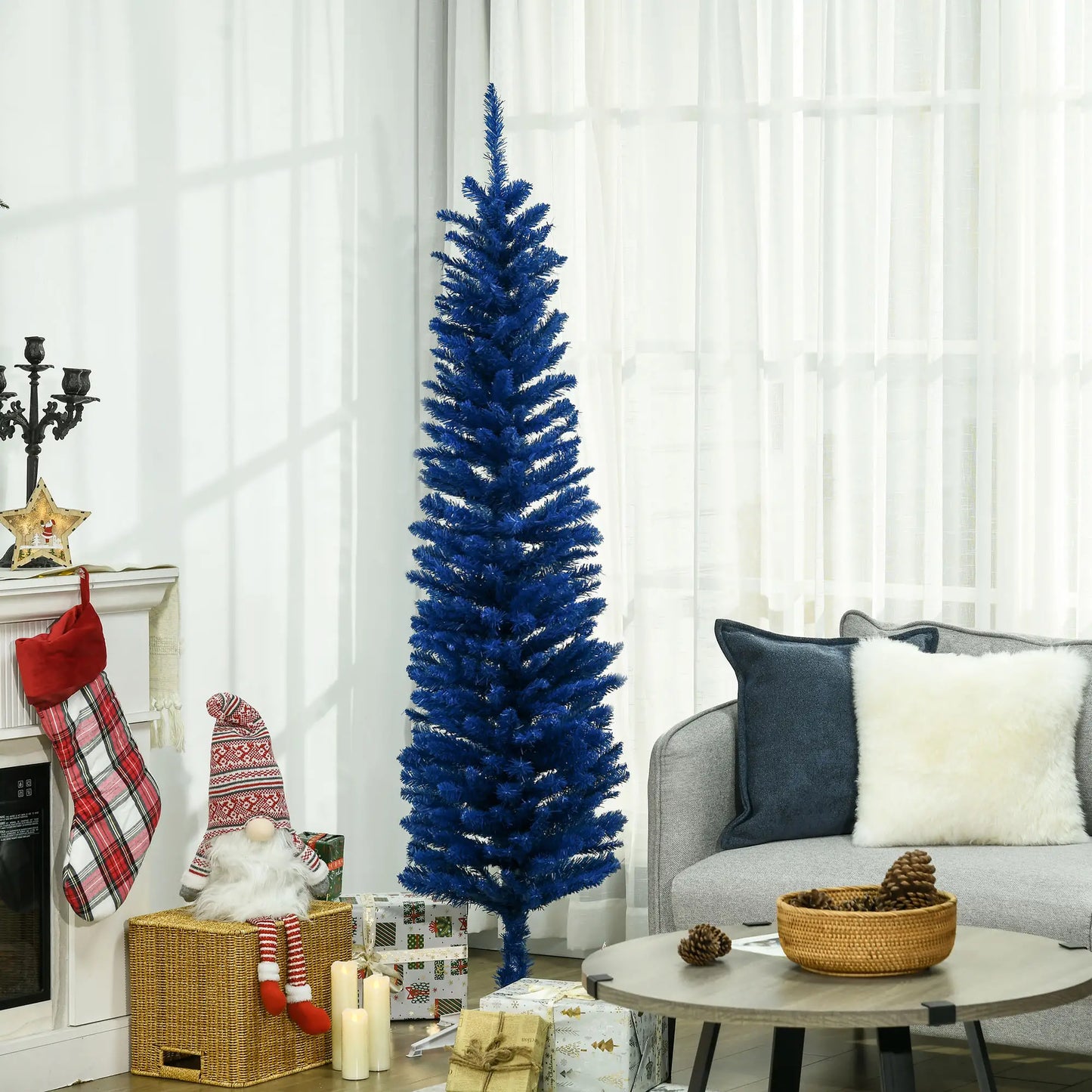 6ft Pencil Christmas Tree, Skinny Artificial, Deep Blue Pencil Christmas Trees at Gallery Canada