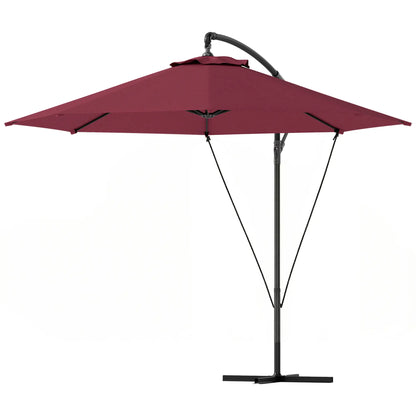 9.5' Cantilever Umbrella, Wind Protection, Crank, Cross Base, UPF 50+, Red Offset Cantilever Umbrellas Wine Red at Gallery Canada