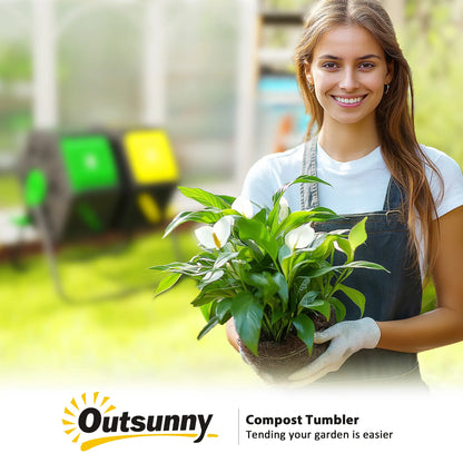 Rotating Composter, Dual Chamber, 34.5 Gallon, Yellow and Green Garden Accessories at Gallery Canada