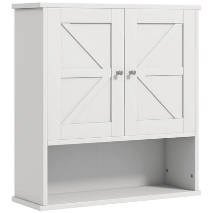Farmhouse Bathroom Medicine Cabinet, Barn Doors, Adjustable Shelf, White Bathroom Cabinets White at Gallery Canada