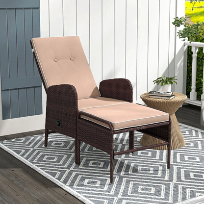 2 Pc Patio Reclining Chair Set with Stool, Cushions, Outdoor, Brown Patio Furniture Sets at Gallery Canada