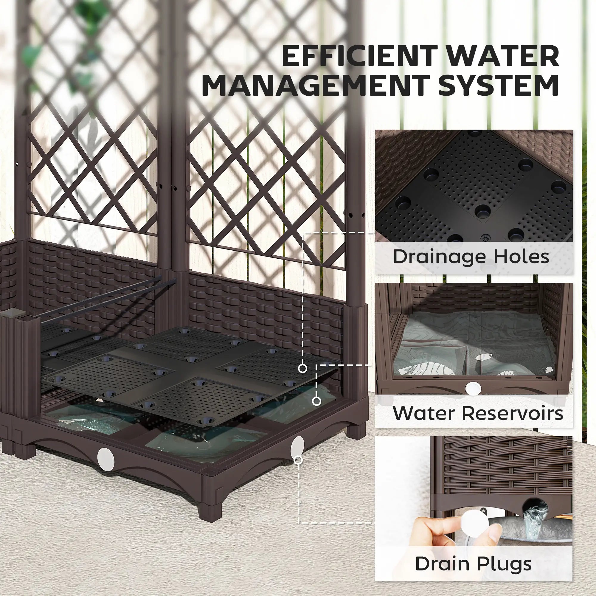 Raised Garden Bed With Trellis, Plastic, 32