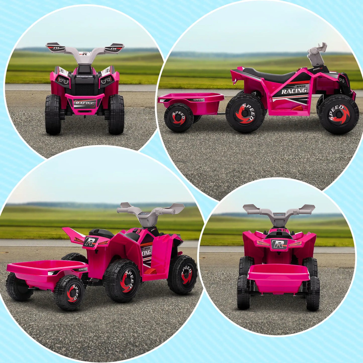 6V Electric Toy Car with Trailer, Forward Backward, Ages 18-36 Months, Pink Electric Ride On Toys at Gallery Canada