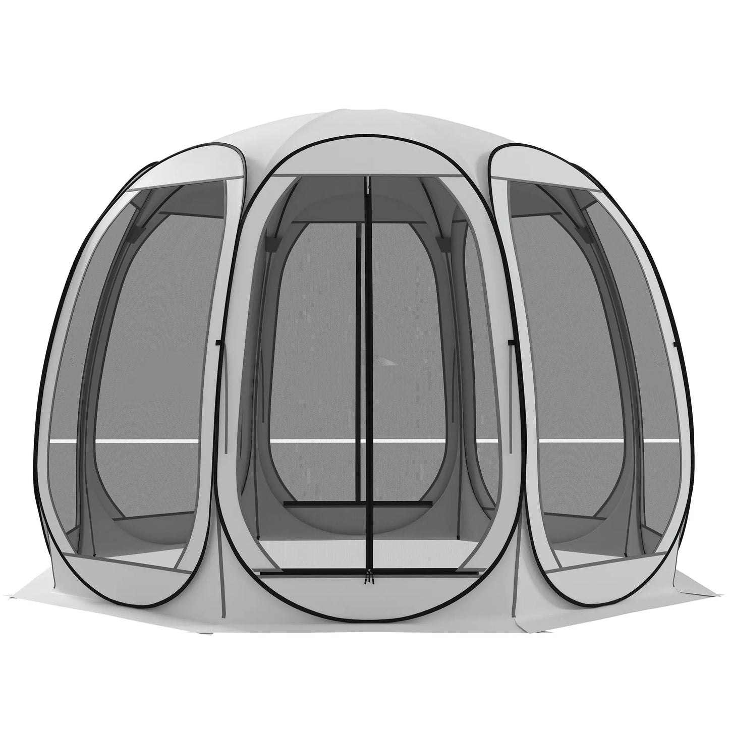 11' x 11.5' Screen Tent, Pop Up Camping Gazebo, Cream White Pop Up Canopies Cream at Gallery Canada