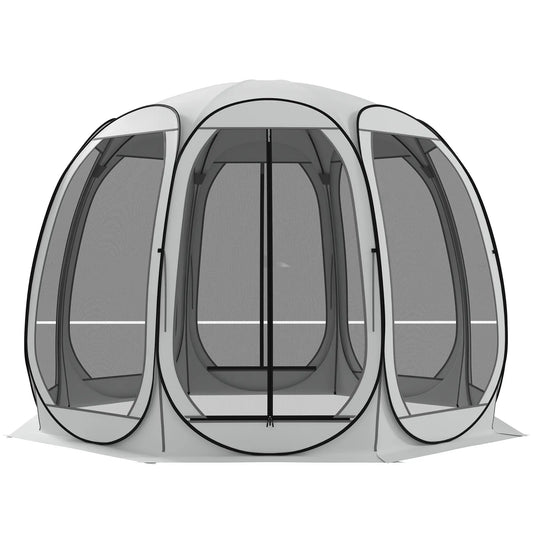 11' x 11.5' Screen Tent, Pop Up Camping Gazebo, Cream White Pop Up Canopies Cream at Gallery Canada