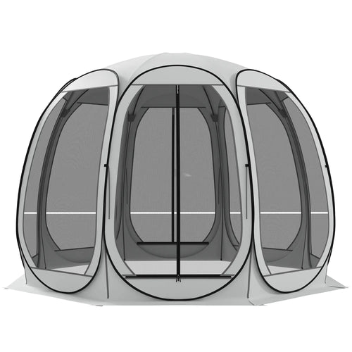 11' x 11.5' Screen Tent, Pop Up Camping Gazebo, Cream White