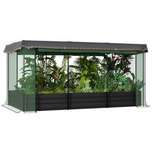 Galvanized Steel Planter Box with Cage, Shade Cloth, Raised Garden Bed
