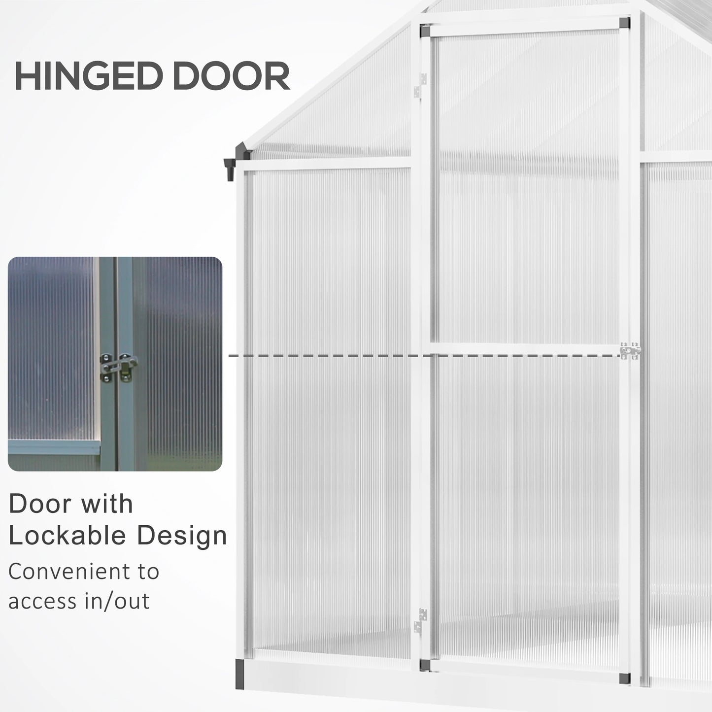 6' x 8' x 6.4' Walk-in Greenhouse, Polycarbonate Panels, Silver Walk In Greenhouses at Gallery Canada