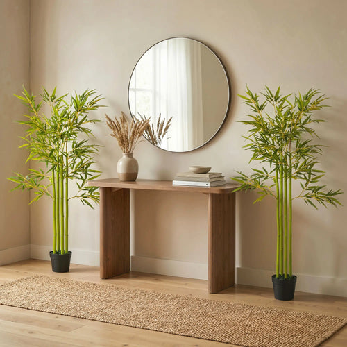 4FT Artificial Bamboo Tree Set Of 2, Faux Plant In Nursery Pot