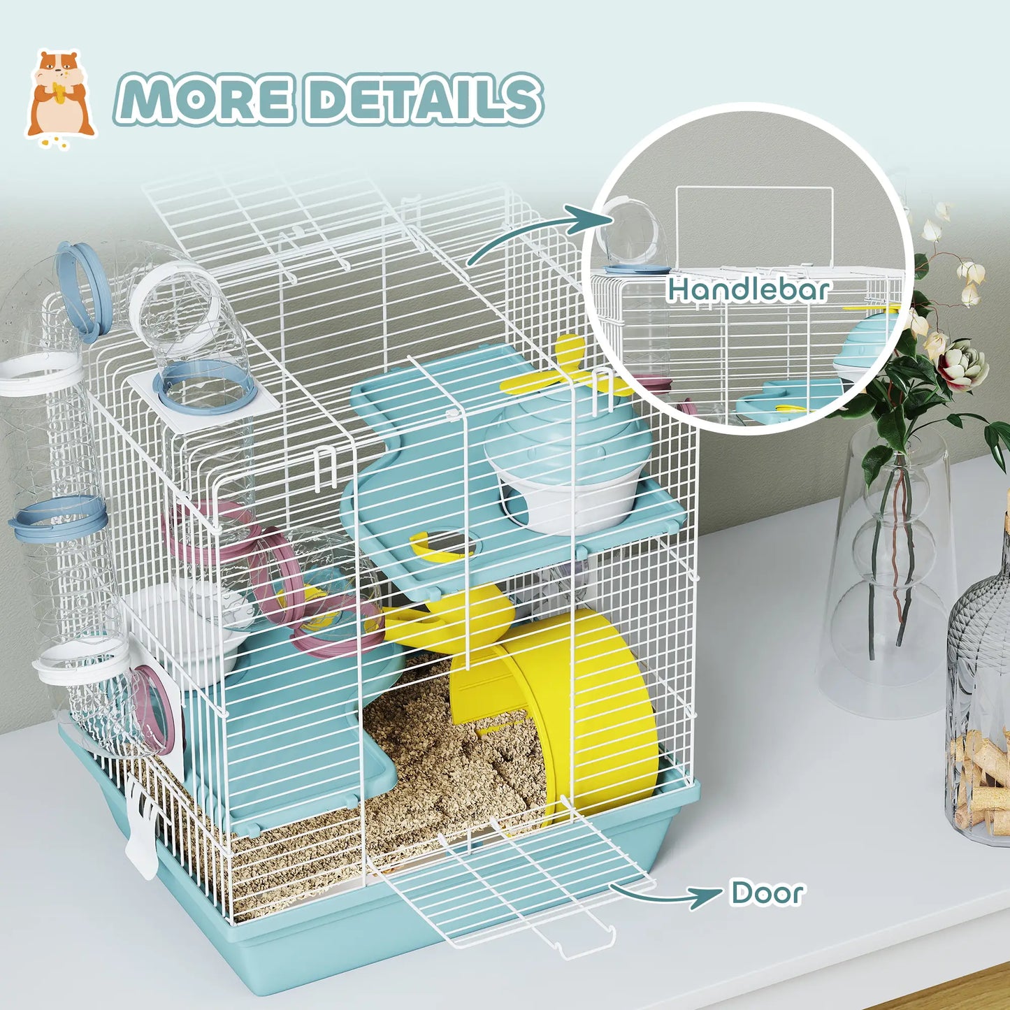 3-Level Hamster Cage With Exercise Wheel, Play Tube, Water Bottle, Blue Hamster Cages at Gallery Canada