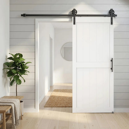 32inx84in Barn Door, Sliding Hardware Kit, Upgraded Rollers, White Door Hardware at Gallery Canada