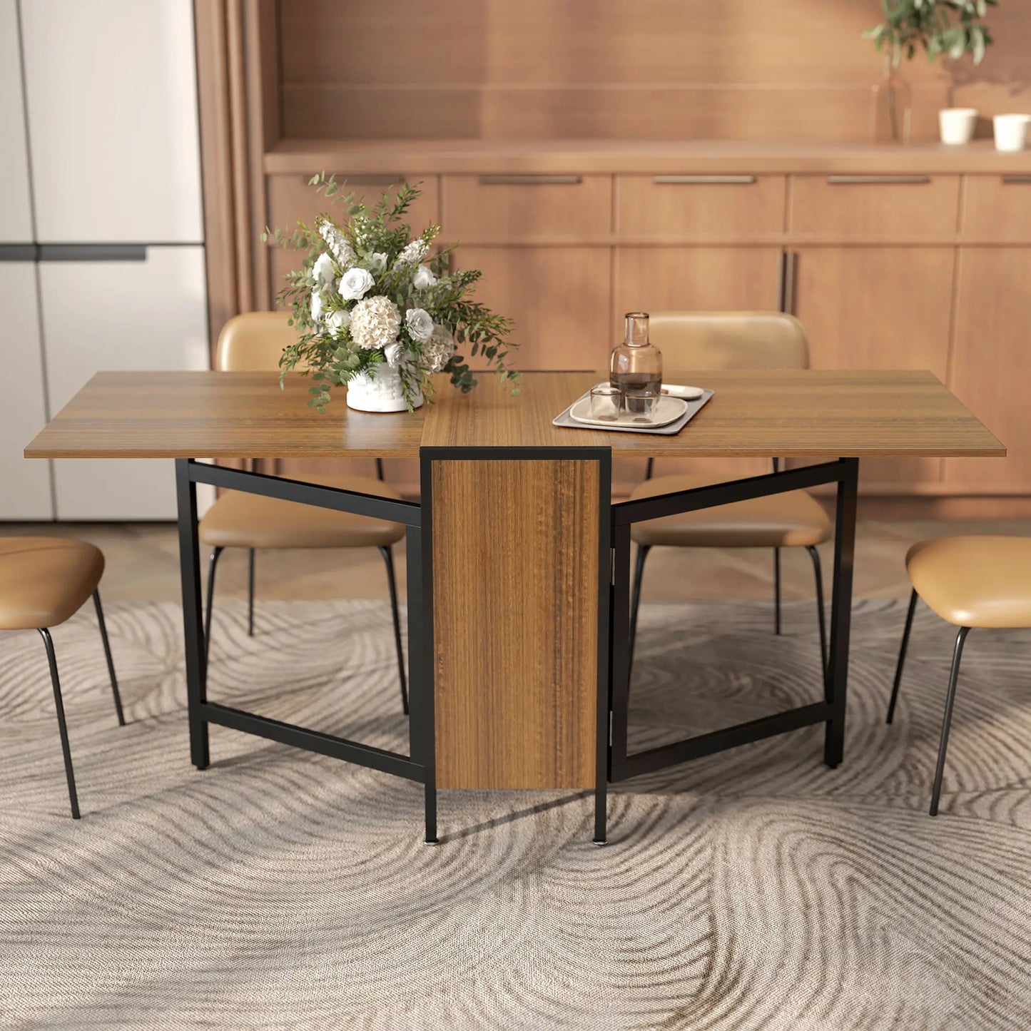 Foldable Table with Hideaway Shelves, Drop Leaf, Brown Dining Tables at Gallery Canada