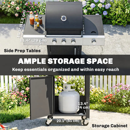 3 Burner Propane Gas Grill, 36,000 BTU, Cast Iron Grates, Wheels, Warming Rack Propane Gas Grills at Gallery Canada