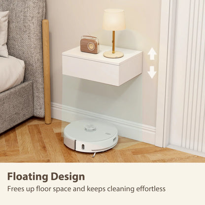 Set of 2 Wall Mounted Bedside Tables, High Gloss Floating Nightstands with Drawer, White Bedside Tables at Gallery Canada