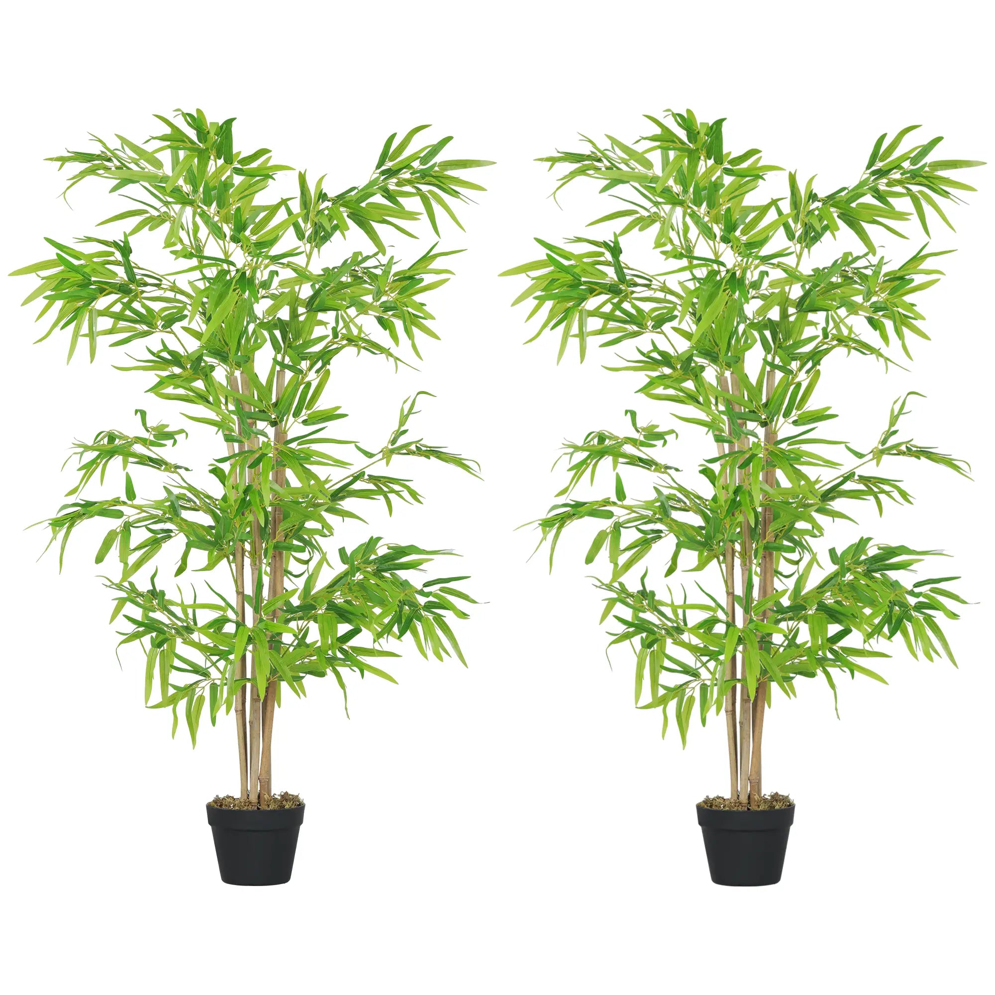 Artificial Bamboo Tree Set, 5ft Realistic Leaf, Natural Trunk, Nursery Plant Artificial Trees Green at Gallery Canada