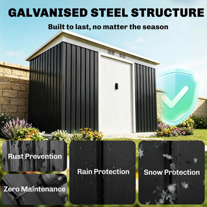 9x4 Outdoor Storage Shed, Galvanized Steel, Dark Grey Sheds at Gallery Canada