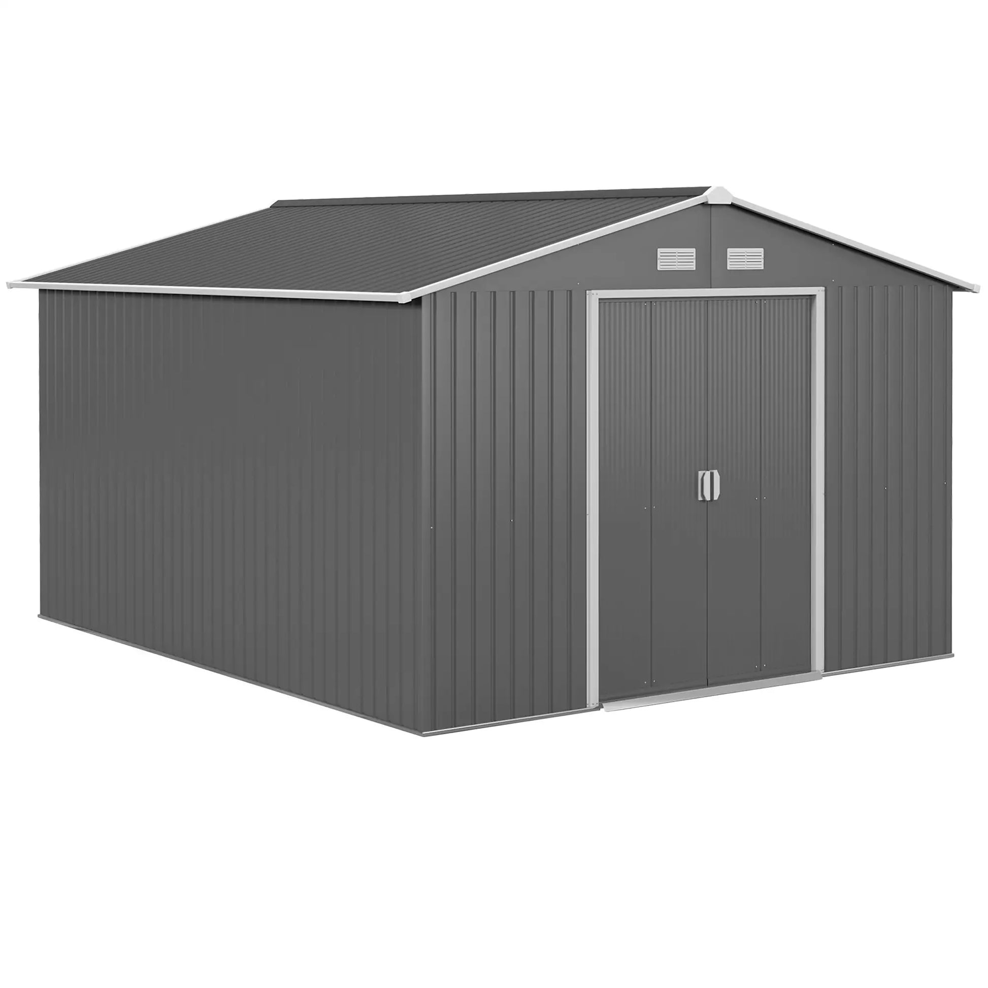 9' x 10.6' Garden Storage Shed, Foundation Kit, Double Doors, Light Grey Sheds Light Grey at Gallery Canada