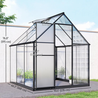 Polycarbonate Greenhouse, Swing Door, Adjustable Window, 6 x 6.5ft, Black Walk In Greenhouses at Gallery Canada