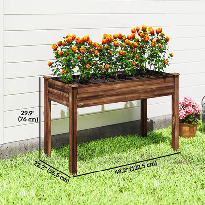 48" x 22" x 30" Wooden Patio Raised Garden Bed Planter, Carbonized Elevated Garden Beds at Gallery Canada