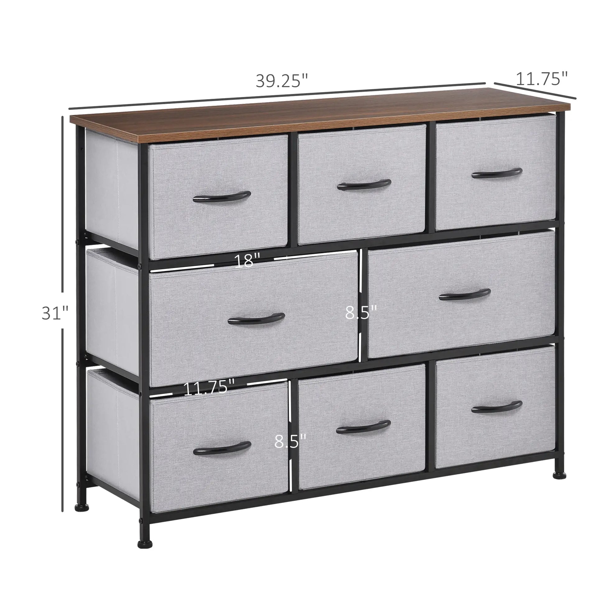 8-Drawer Dresser, 3-Tier Fabric, Steel Frame, Wooden Top, Grey Storage Cabinets at Gallery Canada