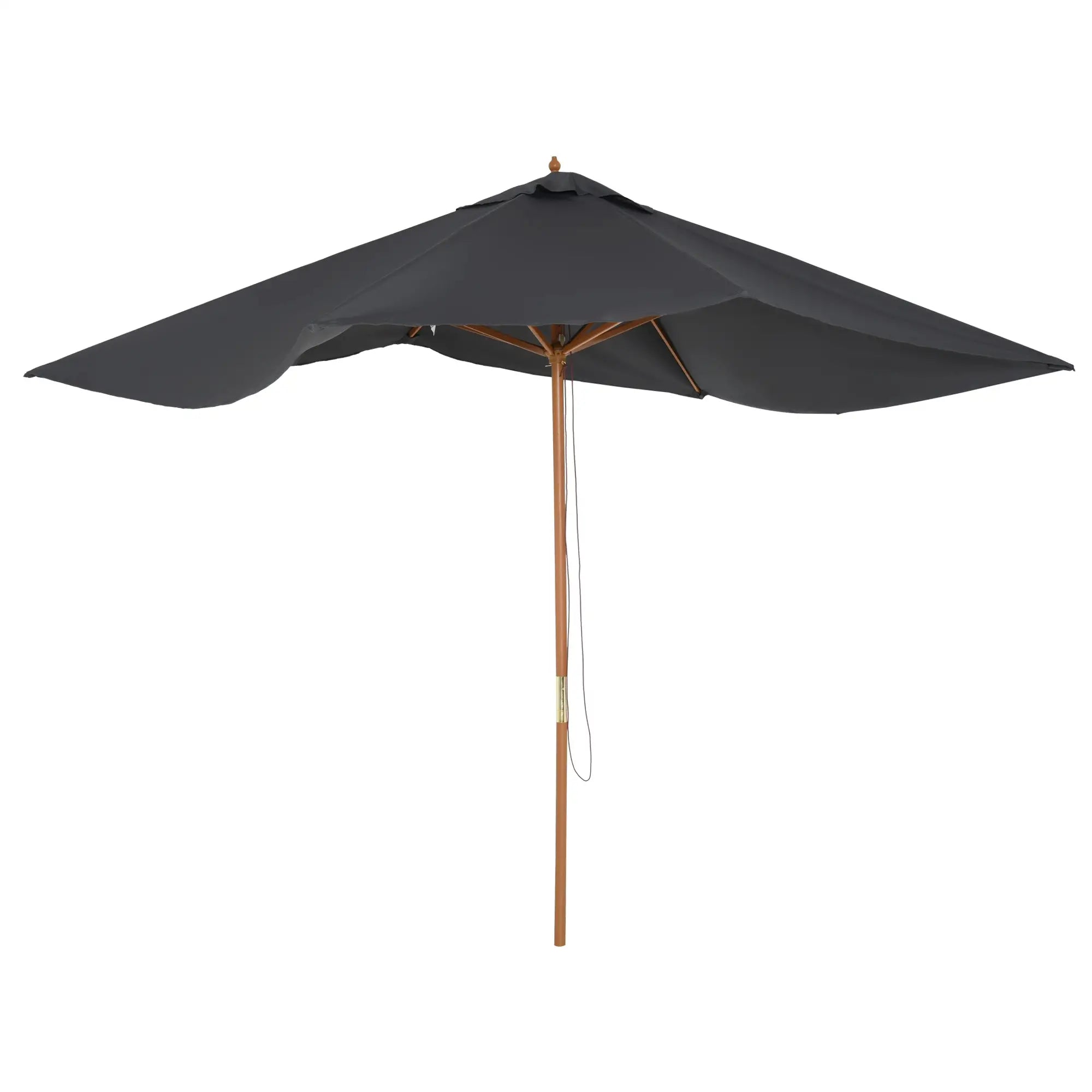 7' x 10' Dark Grey Wooden Patio Umbrella, Outdoor Sunshade Canopy, Dark Grey Sun Umbrellas at Gallery Canada