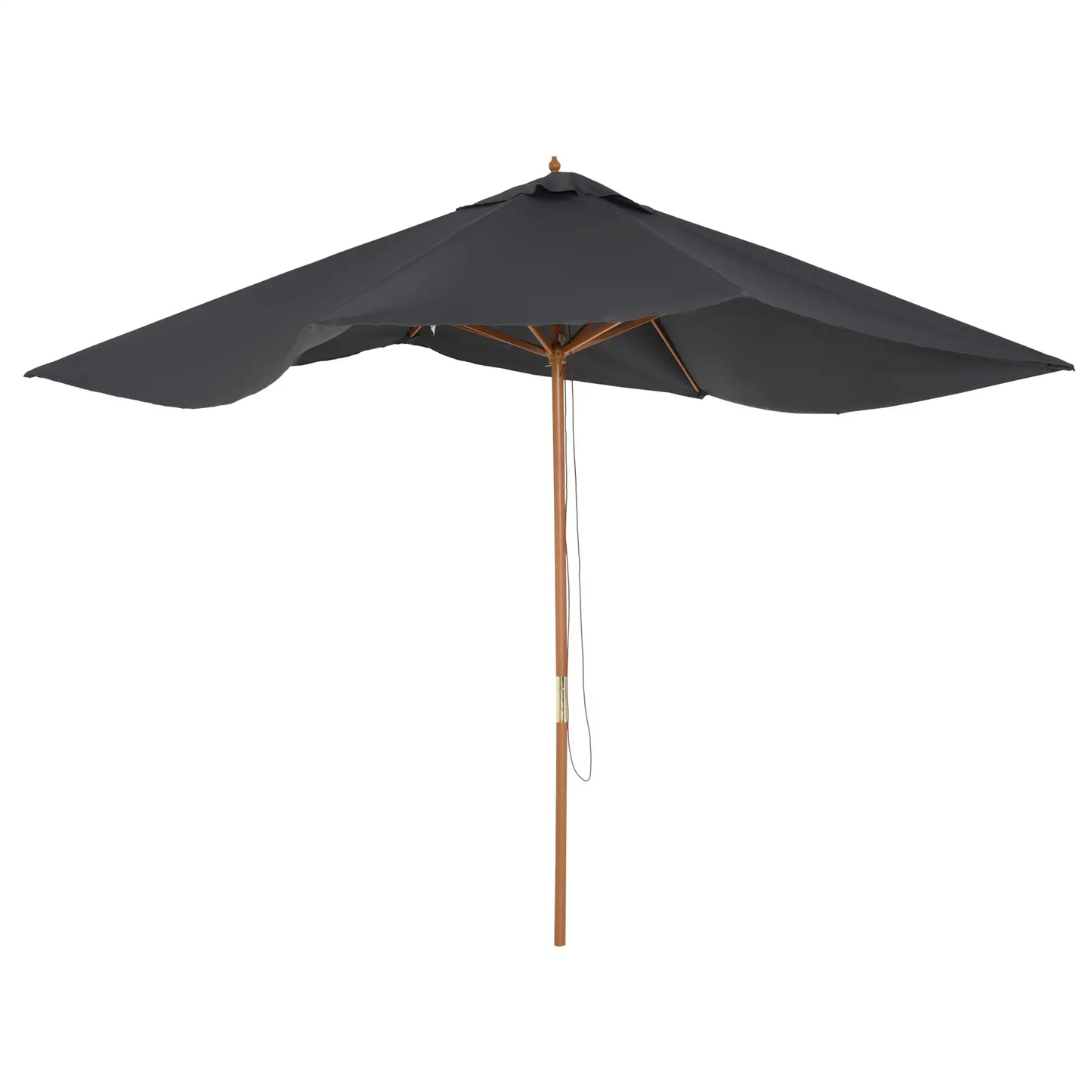 7' x 10' Dark Grey Wooden Patio Umbrella, Outdoor Sunshade Canopy, Dark Grey Sun Umbrellas at Gallery Canada