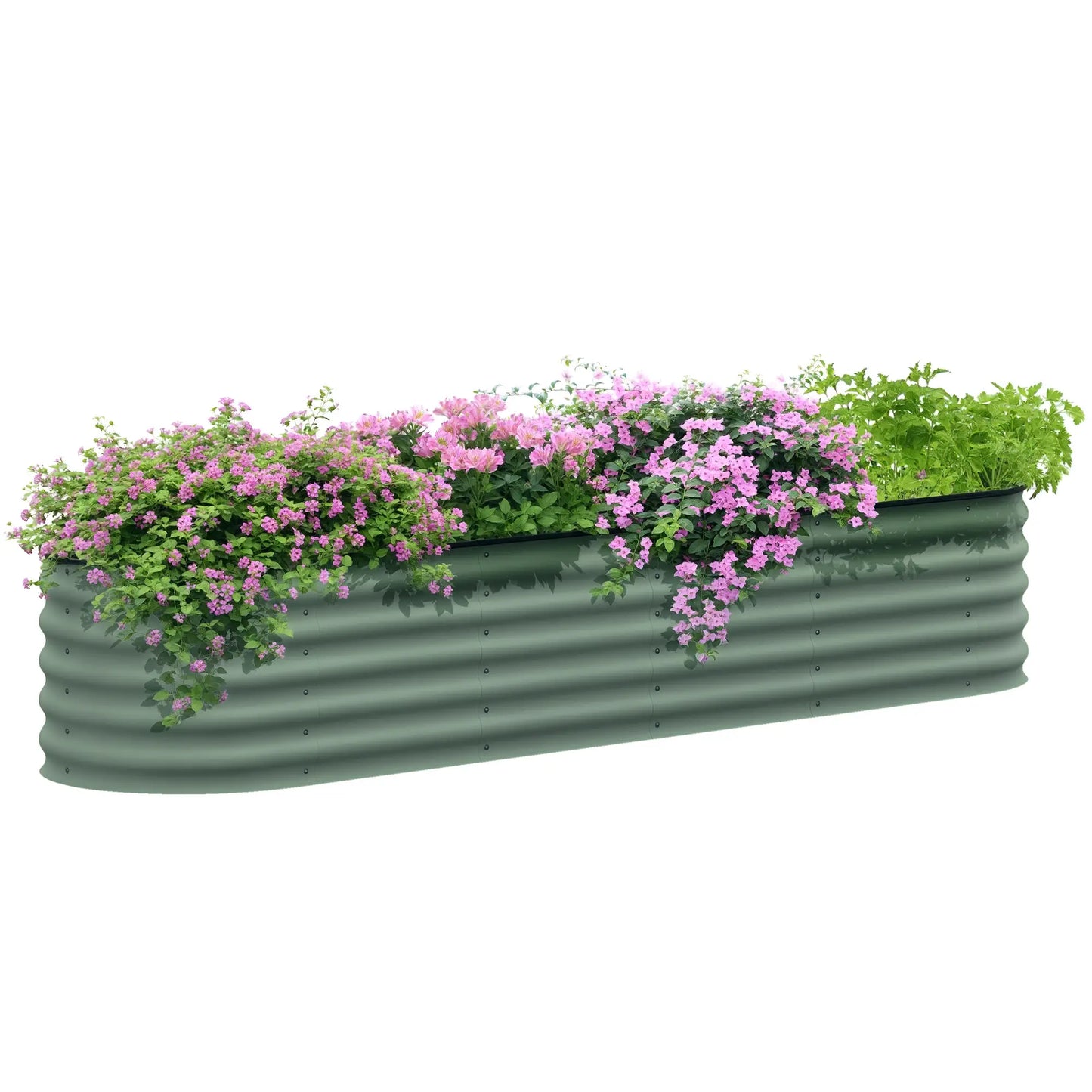 8 x 2 x 1,5 FT Lit de jardin surélevé en acier galvanisé, Vert