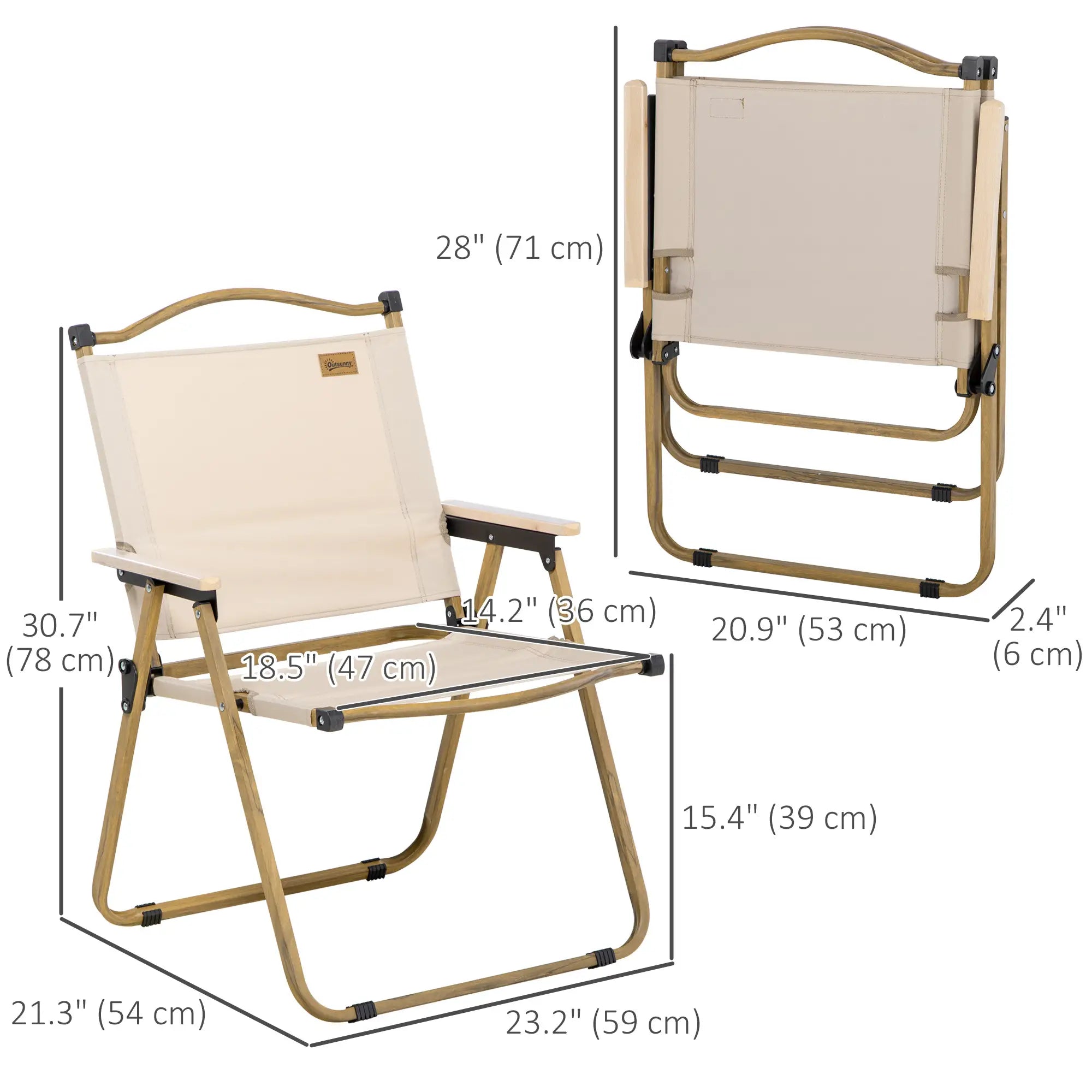 Set of 2 Camping Chairs, Lightweight Folding, Portable, Khaki Picnic Tables & Camping Chairs at Gallery Canada