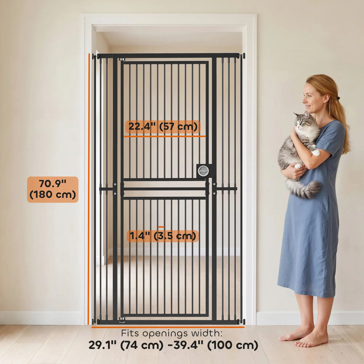 71" Extra Tall Cat Gate, 29"-39" Wide Pet Gate, No Drilling Pet Gates at Gallery Canada