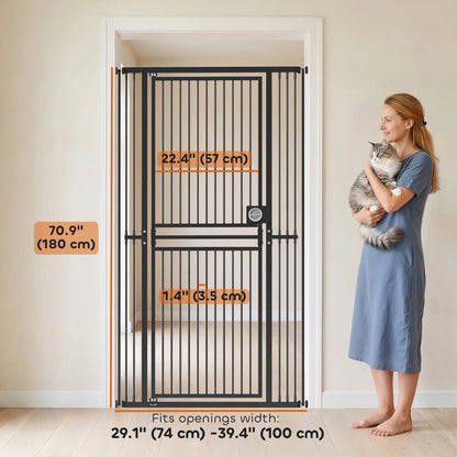 71" Extra Tall Cat Gate, 29"-39" Wide Pet Gate, No Drilling Pet Gates at Gallery Canada