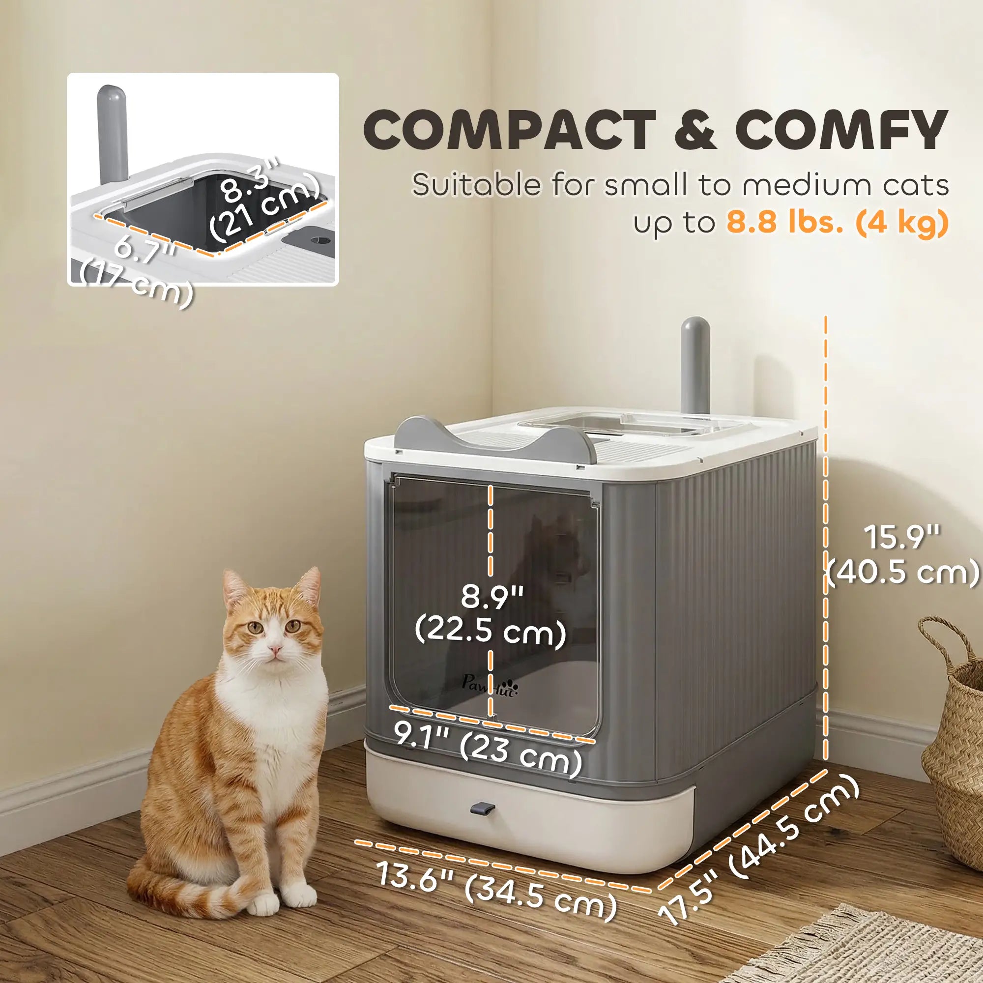 Enclosed Kitty Litter Box With Lid, Front-Entry, Top-Exit, Scoop, Deodorizer Bag, Medium, White Cat Litter Box Enclosures at Gallery Canada