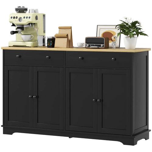 Modern Sideboard, Buffet Cabinet with Drawers, Adjustable Shelves, Black