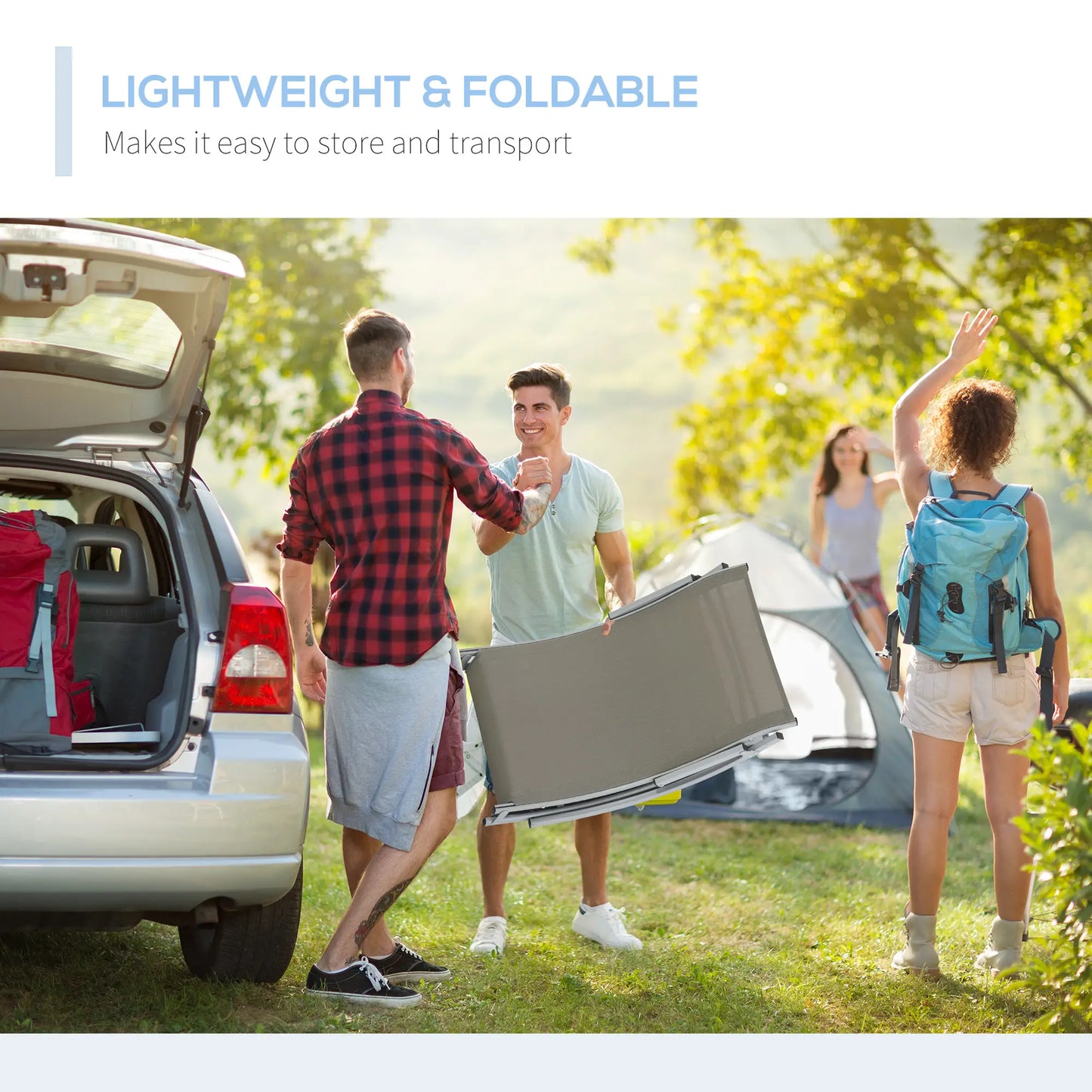 Foldable Pool Chaise Lounge Set of 2, 264lbs Capacity, Light Grey Lounger Chairs at Gallery Canada