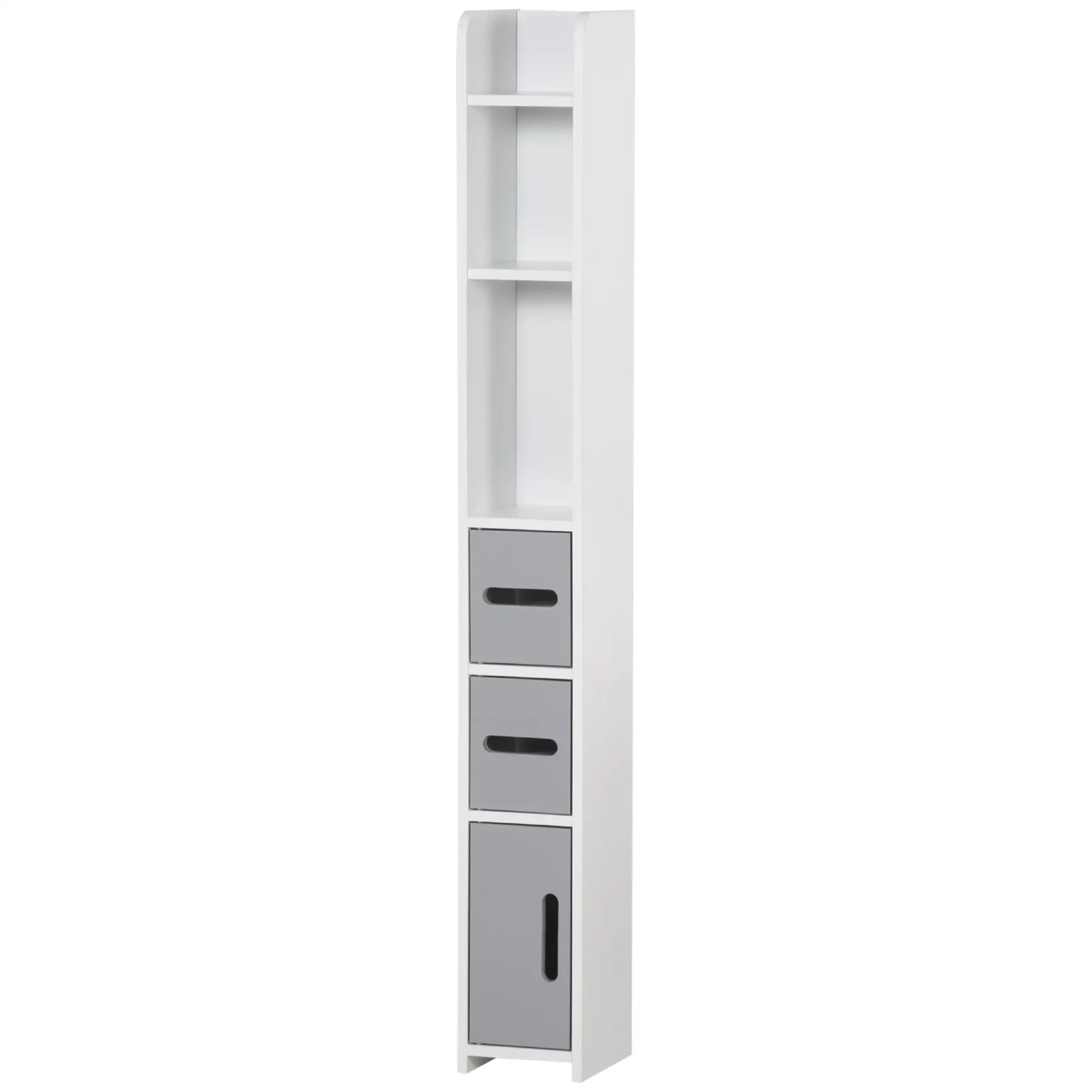 Freestanding Tall Bathroom Cabinet, Narrow Bathroom Storage Cabinet with Shelves and Cupboards, Grey and White Freestanding Bathroom Cabinets Grey, White at Gallery Canada