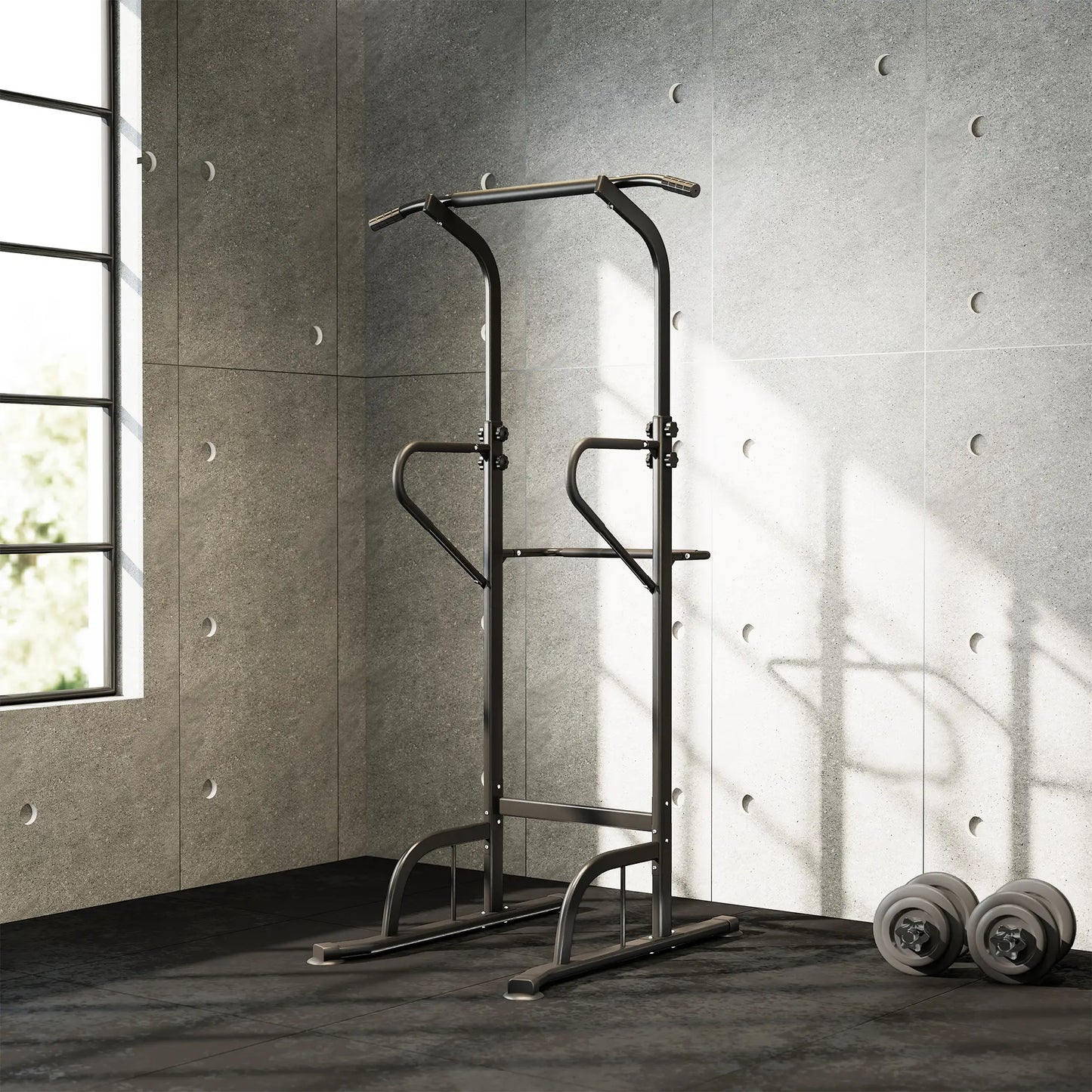 Power Tower Dip Station, Pull Up Bar, Adjustable Height, Black Power Towers at Gallery Canada