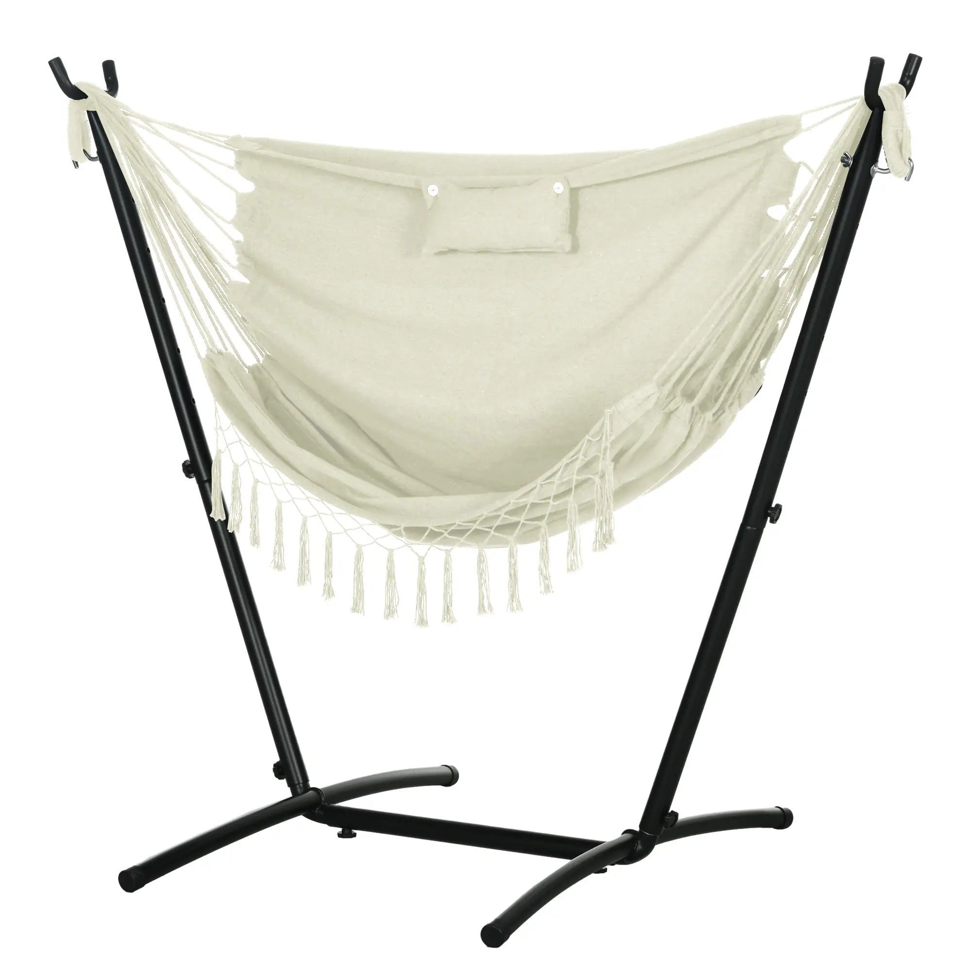 Patio Hammock Chair With Stand, Outdoor Swing, Cream Patio Swings with Stand Black, Cream at Gallery Canada
