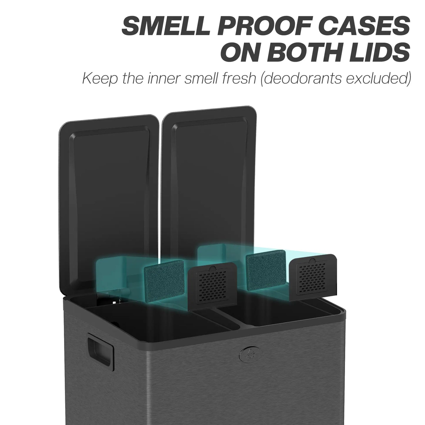 Dual Garbage Bin, Soft Close Trash Can, 2 x 20 Liter, Black Household Supplies at Gallery Canada