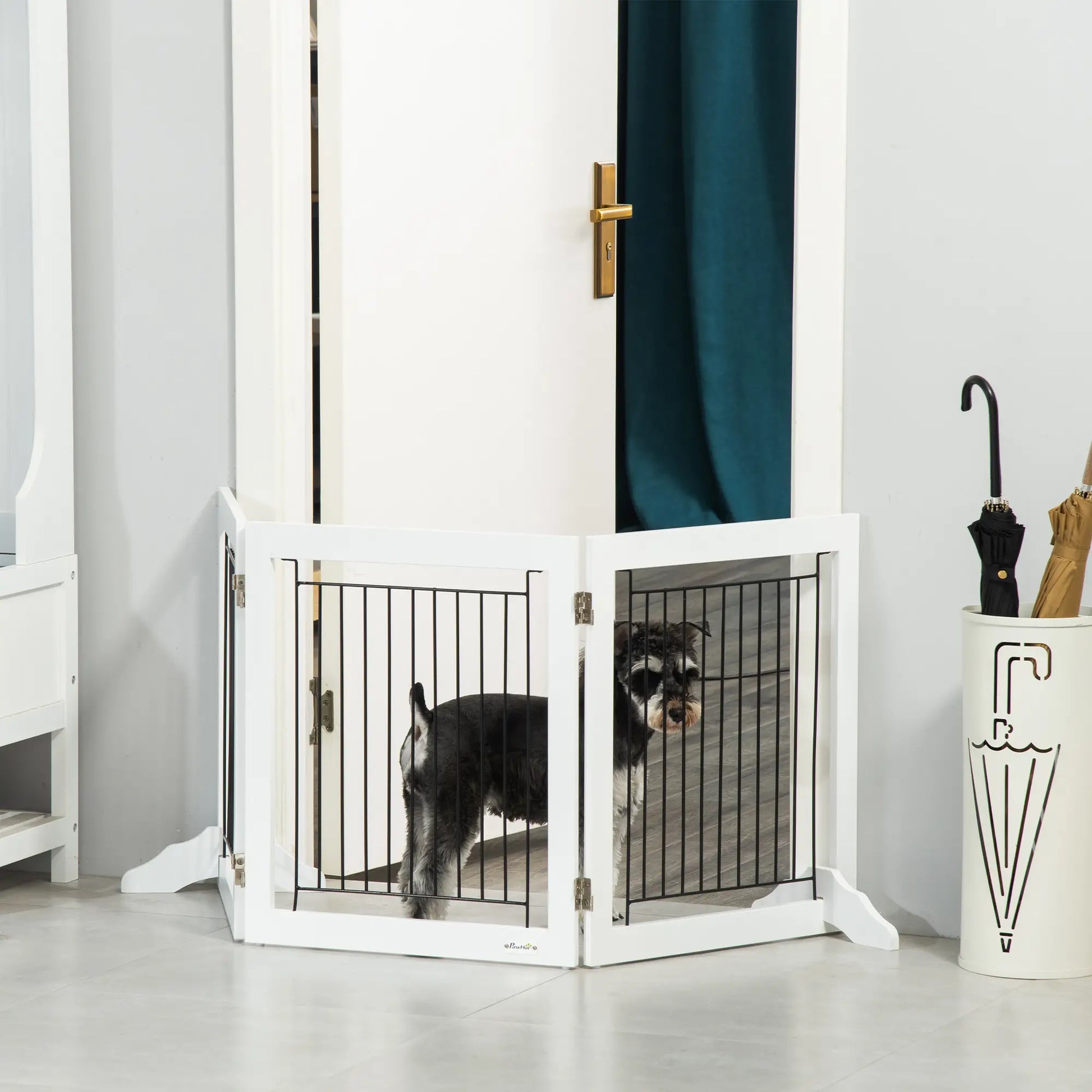 Freestanding Pet Gate, 24" High, 3 Panels, White Houses, Kennels & Pens at Gallery Canada