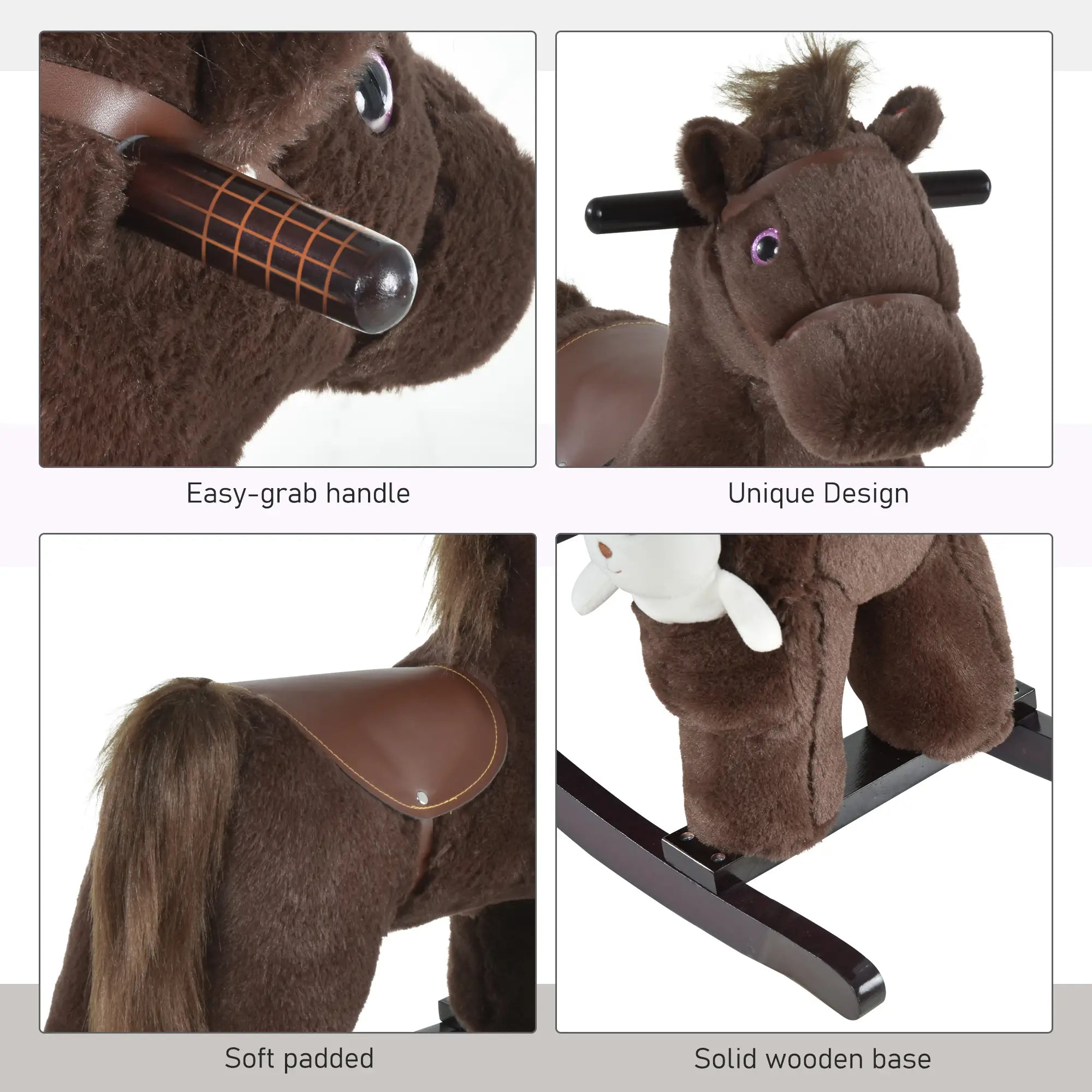 Kids Plush Ride-On Rocking Horse, Bear Toy, Realistic Sounds, Brown Rocking Horses at Gallery Canada