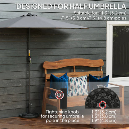 21 lbs Concrete Half Umbrella Base, Flower-Leaf Design, Black Umbrella Bases at Gallery Canada