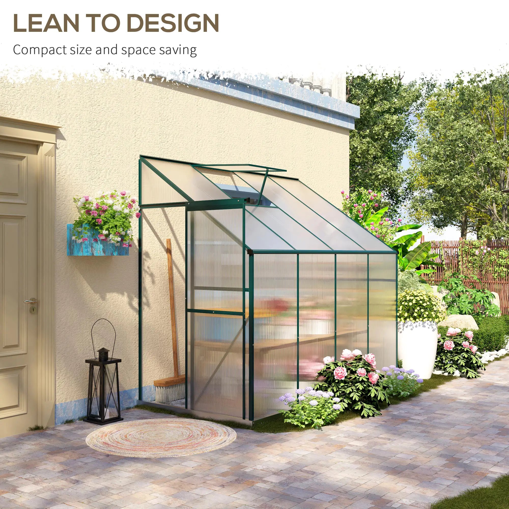 Walk-In Garden Greenhouse, Aluminum Polycarbonate, Roof Vent, 8' x 4' x 7', Silver Walk In Greenhouses at Gallery Canada