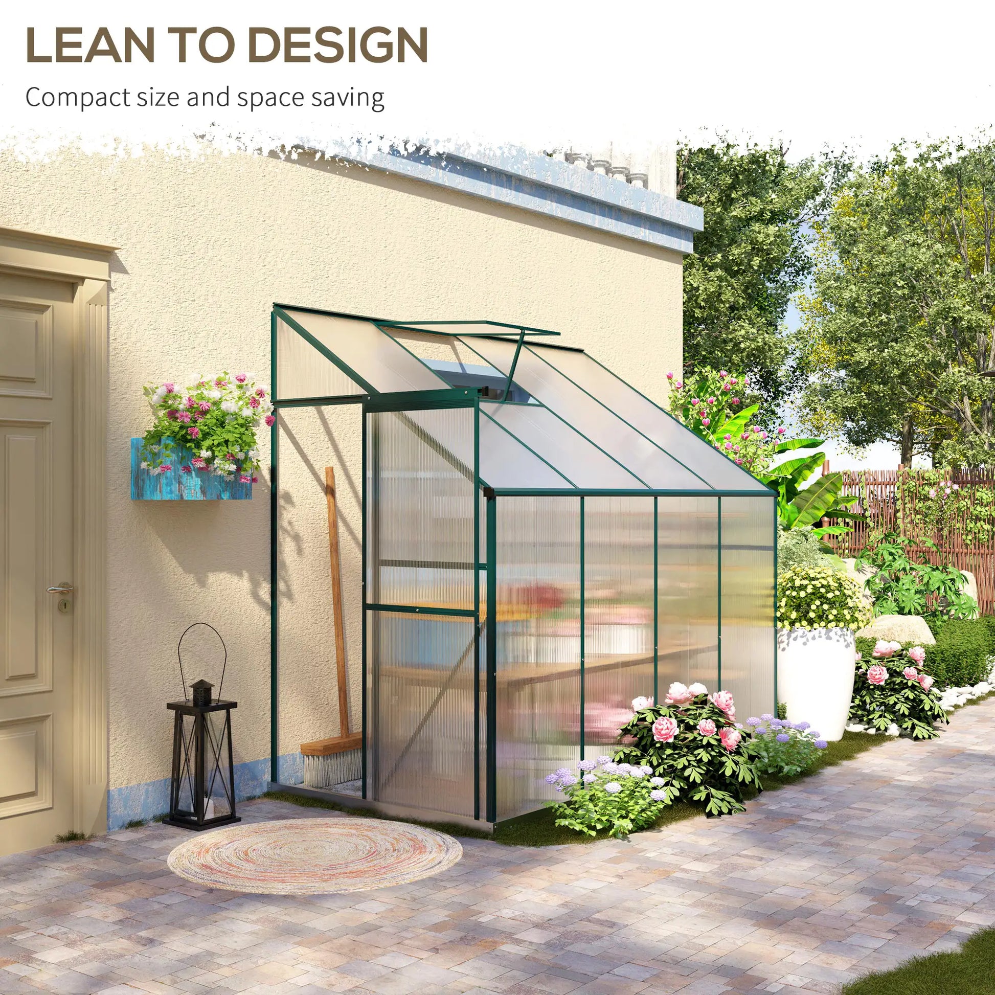 Walk-In Garden Greenhouse, Aluminum Polycarbonate, Roof Vent, 8' x 4' x 7', Silver Walk In Greenhouses at Gallery Canada