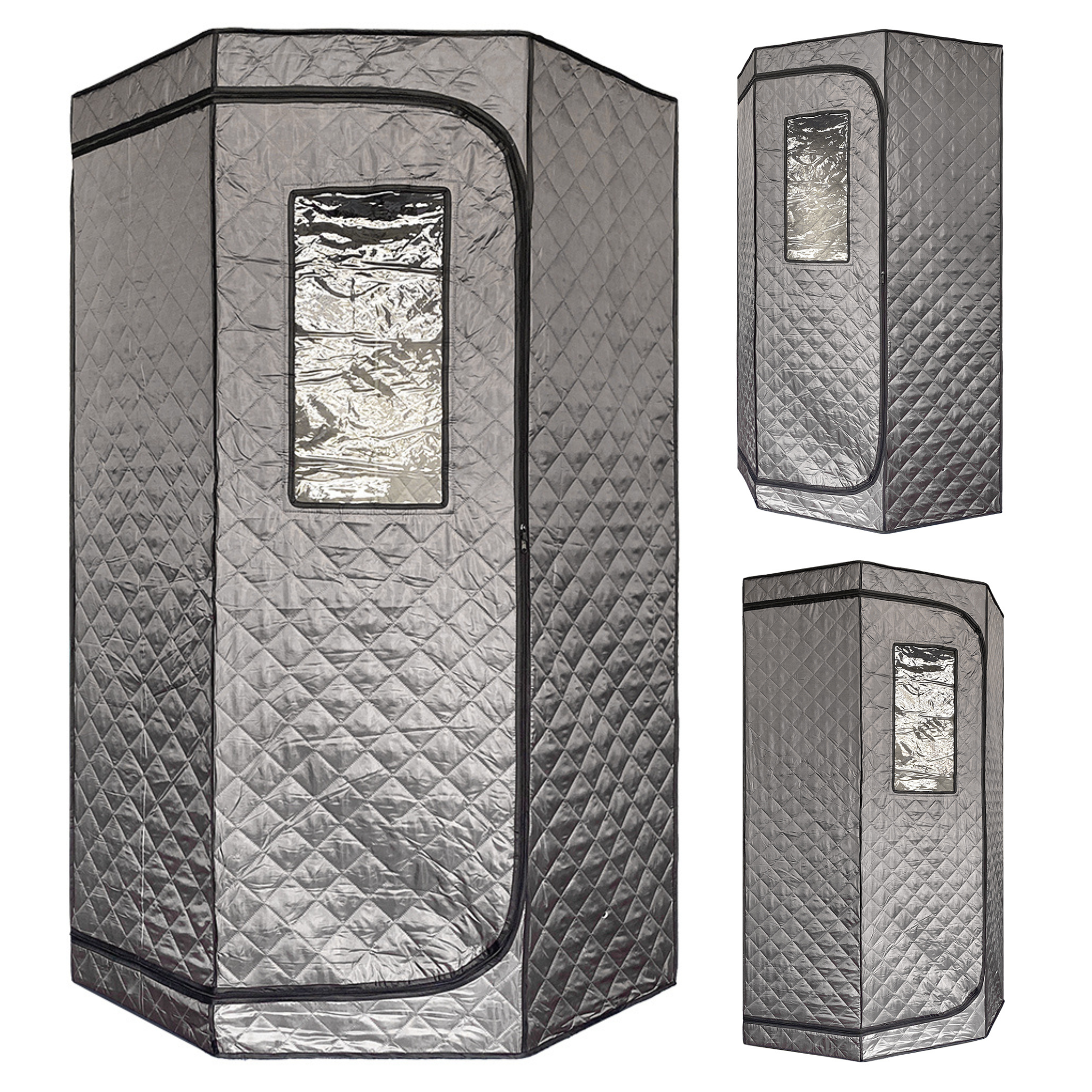 Portable Personal Full Body 60 Min Rapid Steam Sauna | Pentagonal | Grey | Powerful 1600 Watts | 3.6L Stronger Steamer | 90X90X190cm Saunas at Gallery Canada