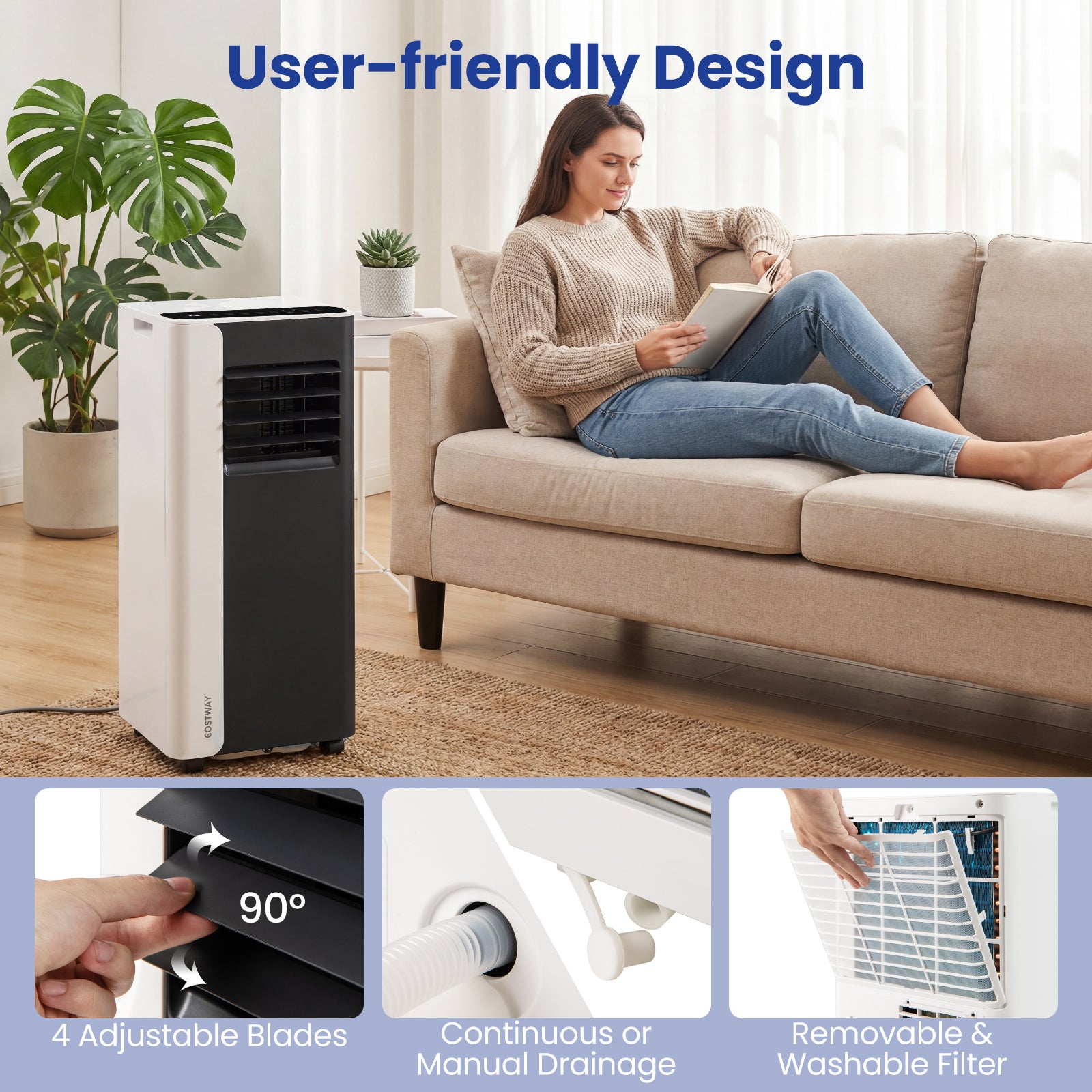 10000 BTU 3-in-1 Portable AC with Fan & Dehumidifier, Black/White Portable Air Conditioners at Gallery Canada