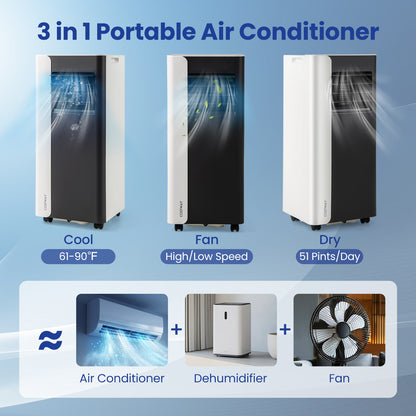 10000 BTU 3-in-1 Portable AC with Fan & Dehumidifier, Black/White Portable Air Conditioners at Gallery Canada