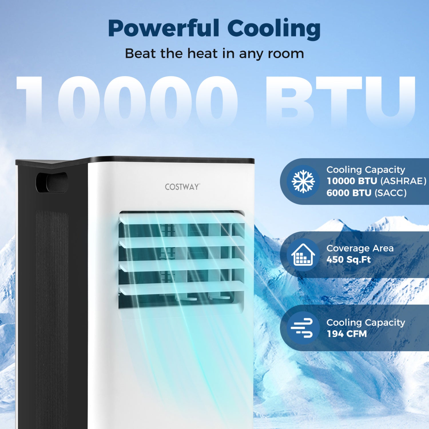 10000 BTU Portable AC with Fan, Dehumidifier, Black & White Portable Air Conditioners at Gallery Canada